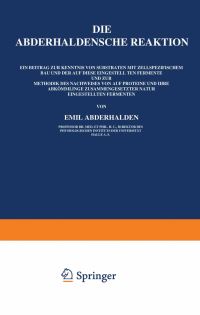 Book Cover for Die Abderhaldensche Reaktion by Emil Abderhalden