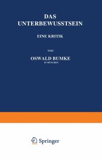 Book Cover for Das Unterbewusstsein by Oswald Bumke
