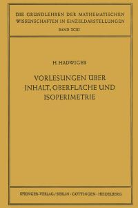 Book Cover for Vorlesungen Über Inhalt, Oberfläche Und Isoperimetrie by Hugo Hadwiger