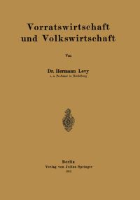 Book Cover for Vorratswirtschaft Und Volkswirtschaft by Hermann Levy