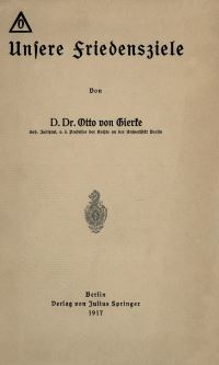 Book Cover for Unsere Friedensziele by Otto von Gierke