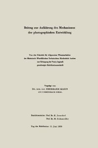 Book Cover for Beitrag Zur Aufklärung Des Mechanismus Der Photographischen Entwicklung by Eberhard Klein