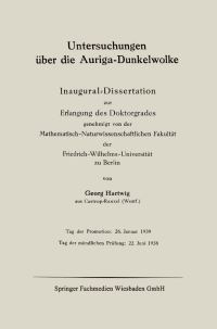 Book Cover for Untersuchungen Über Die Auriga-Dunkelwolke by Georg Hartwig