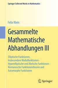 Book Cover for Gesammelte Mathematische Abhandlungen III by Felix Klein