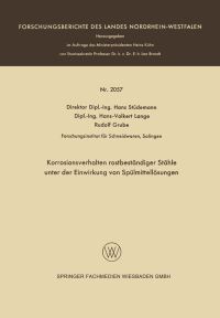 Book Cover for Korrosionsverhalten Rostbeständiger Stähle Unter Der Einwirkung Von Spülmittellösungen by Hans Stüdemann
