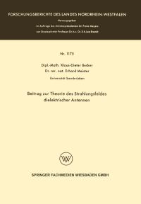 Book Cover for Beitrag Zur Theorie Des Strahlungsfeldes Dielektrischer Antennen by KlausDieter Becker
