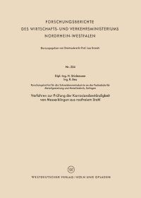Book Cover for Verfahren Zur Prüfung Der Korrosionsbeständigkeit Von Messerklingen Aus Rostfreiem Stahl by Hans Stüdemann