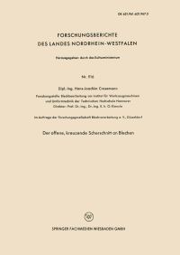 Book Cover for Der Offene, Kreuzende Scherschnitt an Blechen by HansJoachim Crasemann
