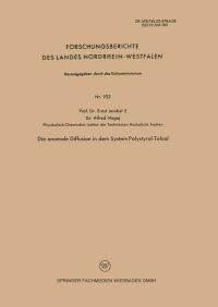 Book Cover for Die Anomale Diffusion in Dem System Polystyrol-Toluol by Ernst Jenckel