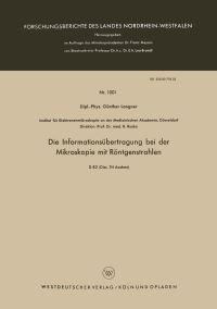 Book Cover for Die Informationsübertragung Bei Der Mikroskopie Mit Röntgenstrahlen by Günther Langner