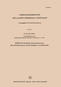 Book Cover for Einflu Der Chemischen Zusammensetzung Des Anmachewassers Auf Die Festigkeit Von Kalkmörteln by Kurt Alberti