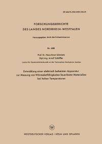 Book Cover for Entwicklung Einer Elektrisch Beheizten Apparatur Zur Messung Von Wärmeleitfähigkeiten Feuerfester Materialien Bei Hohen Temperaturen by HansErnst Schwiete