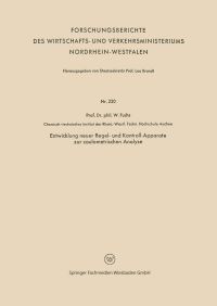 Book Cover for Entwicklung Neuer Regel- Und Kontroll-Apparate Zur Coulometrischen Analyse by Walter Maximilian Fuchs