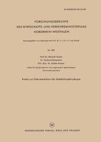 Book Cover for Kartei Zur Dokumentation Der Molekülspektroskopie by Heinrich Kaiser