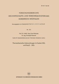 Book Cover for Thermochemische Untersuchungen Im System SiO2 Und Na2O — SiO2 by HansErnst Schwiete