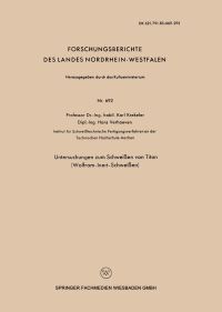 Book Cover for Untersuchungen Zum Schweien Von Titan (Wolfram-Inert-Schweien) by Karl Krekeler