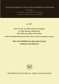 Book Cover for Über Die Stabilität Der Mineralien Kyanit, Andalusit Und Sillimanit by HansErnst Schwiete