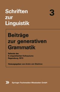 Book Cover for Beiträge Zur Generativen Grammatik by Arnim von Stechow