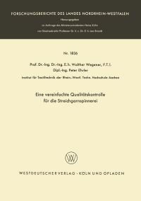 Book Cover for Eine Vereinfachte Qualitätskontrolle Für Die Streichgarnspinnerei by Walther Wegener