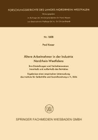 Book Cover for Åltere Arbeitnehmer in Der Industrie Nordrhein-Westfalens by Paul Kaser