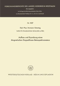 Book Cover for Aufbau Und Erprobung Eines Magnetischen Doppellinsen-Betaspektrometers by Hermann Ostertag