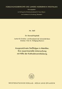 Book Cover for Ausgezeichnete Stofolgen in Metallen. Ihre Experimentelle Untersuchung Mit Hilfe Der Kathodenzerstäubung by Konrad Kopitzki