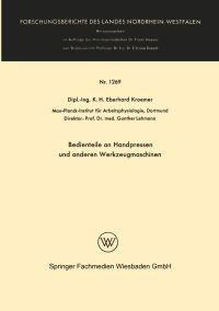 Book Cover for Bedienteile an Handpressen Und Anderen Werkzeugmaschinen by Henning Wode