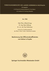 Book Cover for Bestimmung Des Diffusionskoeffizienten Von Kalium in Kupfer by Alfred Krings