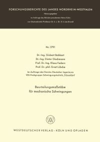 Book Cover for Beurteilungsmastäbe Für Mechanische Schwingungen by Gisbert Bobbert, Dieter Dieckmann, Klaus Federn, Ernst Lübcke