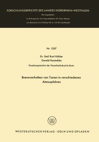 Book Cover for Brennverhalten Von Tonen in Verschiedenen Atmosphären by Emil Karl Köhler