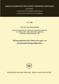 Book Cover for Strömungstechnische Untersuchungen Von Staubniederschlagsmegeräten by Eduard Pestel