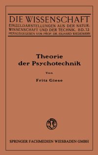 Book Cover for Theorie Der Psychotechnik by Fritz Giese