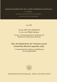 Book Cover for Über Die Möglichkeiten Der Verbesserung Der Lichtechtheit Pflanzlich Gegerbter Leder by Hans Herfeld