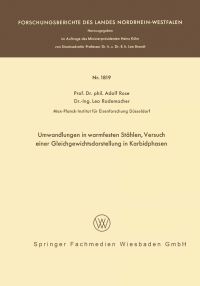 Book Cover for Umwandlungen in Warmfesten Stählen, Versuch Einer Gleichgewichtsdarstellung Der Karbidphasen by Adolf Rose