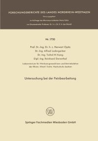 Book Cover for Untersuchung Bei Der Feinbearbeitung by Herwart Optiz