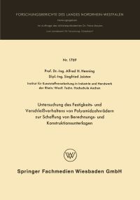 Book Cover for Untersuchung Des Festigkeits- Und Verschleiverhaltens Von Polyamidzabnrädern Zur Schaffung Von Berechnungs- Und Konstruktionsunterlagen by Alfred Hermann Henning