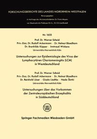 Book Cover for Untersuchungen Zur Epidemiologie Des Virus Der Lymphocytären Choriomeningitis (LCM) in Westdeutschland. Fachgruppe Physik, Chemie, Biologie by Werner Scheid