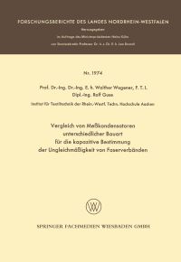 Book Cover for Vergleich Von Mekondensatoren Unterschiedlicher Bauart Für Die Kapazitive Bestimmung Der Ungleichmäigkeit Von Faserverbänden by Walther Wegener
