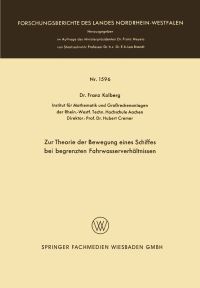 Book Cover for Zur Theorie Der Bewegung Eines Schiffes Bei Begrenzten Fahrwasserverhältnissen by Franz Kolberg