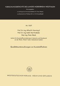 Book Cover for Qualitätsuntersuchungen an Kunststoffrohren by Alfred Hermann Henning