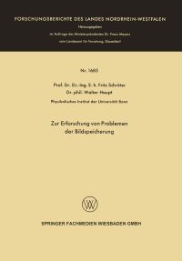 Book Cover for Zur Erforschung Von Problemen Der Bildspeicherung by Fritz Schröter