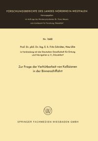 Book Cover for Zur Frage Der Verhütbarkeit Von Kollisionen in Der Binnenschiffahrt by Fritz Schröter