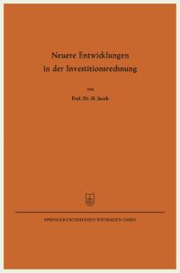 Book Cover for Neuere Entwicklungen in Der Investitionsrechnung by Herbert Jacob
