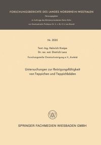 Book Cover for Untersuchungen Zur Reinigungsfähigkeit Von Teppichen Und Teppichböden by Heinrich Kreipe