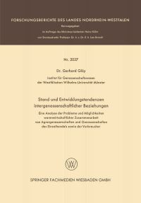 Book Cover for Stand Und Entwicklungstendenzen Intergenossenschaftlicher Beziehungen by Gerhard Glöy