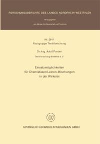 Book Cover for Einsatzmöglichkeiten Für Chemiefaser/Leinen-Mischungen in Der Wirkerei by Adolf Funder