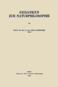 Book Cover for Gedanken Zur Naturphilosophie by Paul Schilder