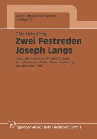 Book Cover for Zwei Festreden Joseph Langs by Götz Uebe