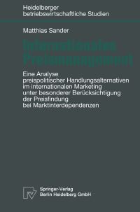 Book Cover for Internationales Preismanagement by Matthias Sander
