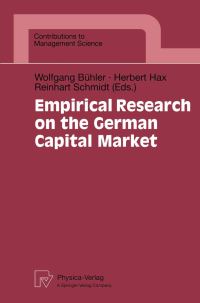 Book Cover for Empirical Research on the German Capital Market by Wolfgang Bühler, Herbert Hax, Reinhart Schmidt
